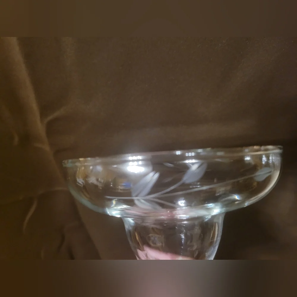 vintage anchor hocking coupette marguerite glass shrimp cocktail etched glass x2